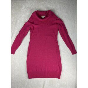 Michael Kors Sweater Dress Womens Size Medium Pink Fuscia Wool Blend Turtleneck